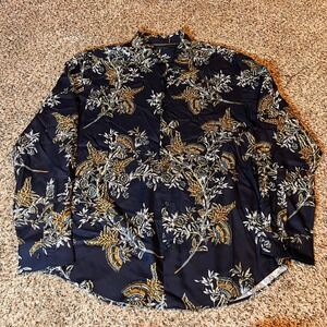 Perry Ellis Floral Print Button Up Shirt Long Sleeve Patterned Mens Large‎